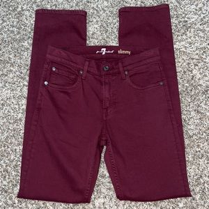 7 For All Mankind Slimmy High Rise Red Burgundy Skinny Jeans Size 29 NWOT